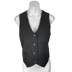 NEW Banana Republic Women's Black Sleeveless Button Up Cropped Vest Top Size 4
